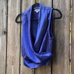Vibrant Blue Sleeveless Wrap Blouse